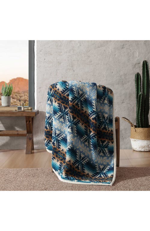 Wrangler Frontier Sherpa Reversible Throw Blanket In Dark Blue