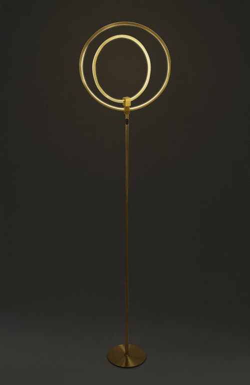 Brightech Eclipse 79' Led Industrial Dimmable Floor Lamp With 2 Height Adjustable Orbital Heads In Antique Brass