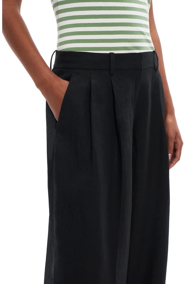 Low Rise Wide Leg Linen Pants, Alternate, color, BLACK