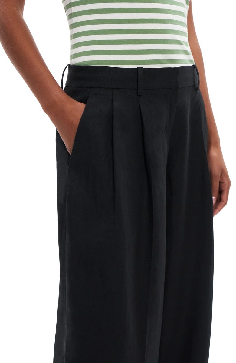 Theory Low Rise Wide Leg Linen Pants, Alternate, color, 
