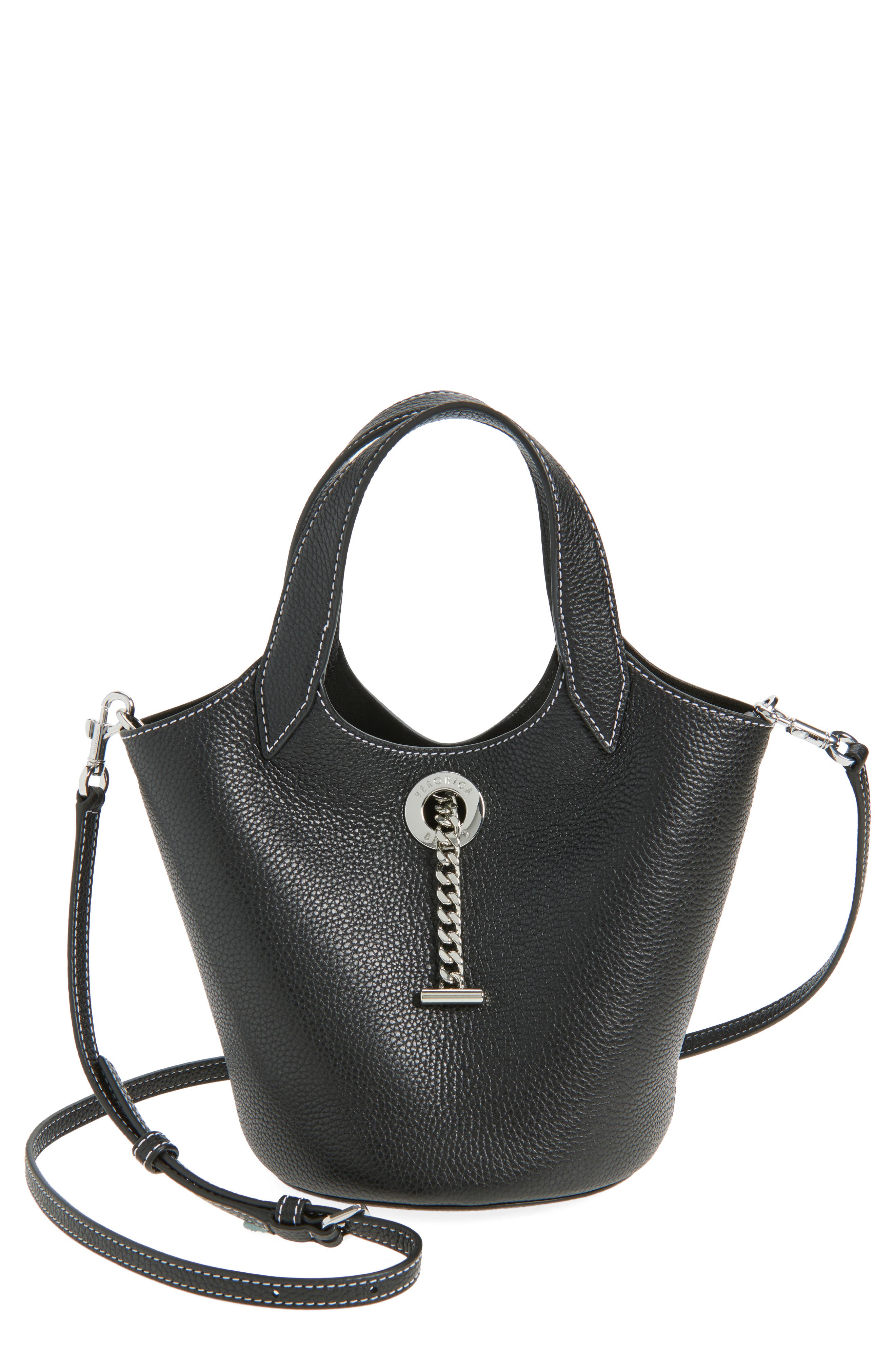 Veronica Beard Anchor Bucket Crossbody Bag, Main, color, Black