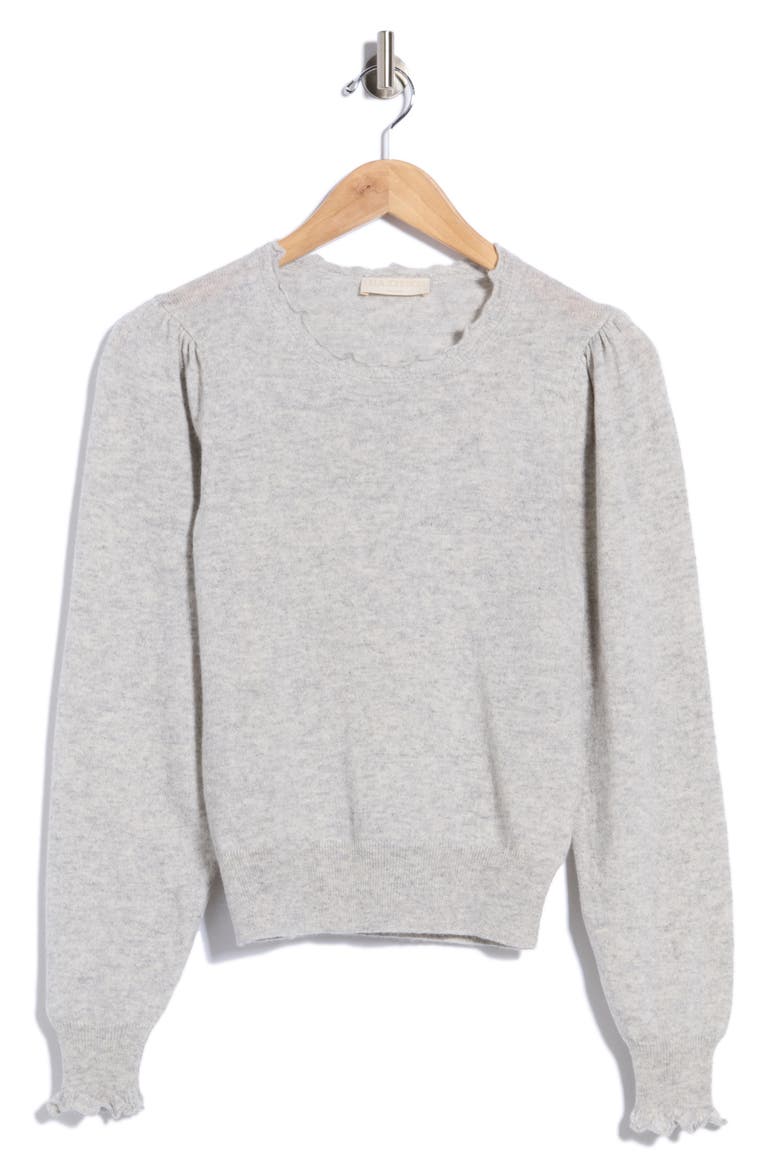 Adette Puff Sleeve Cashmere Sweater, Alternate, color, PEBBLE