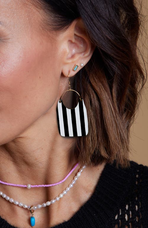 Nickel & Suede Stripe Charlies Earrings