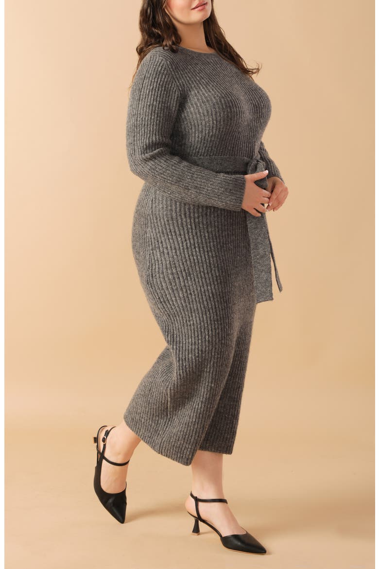 Long Sleeve Midi Sweater Dress, Alternate, color, HEATHER GREY