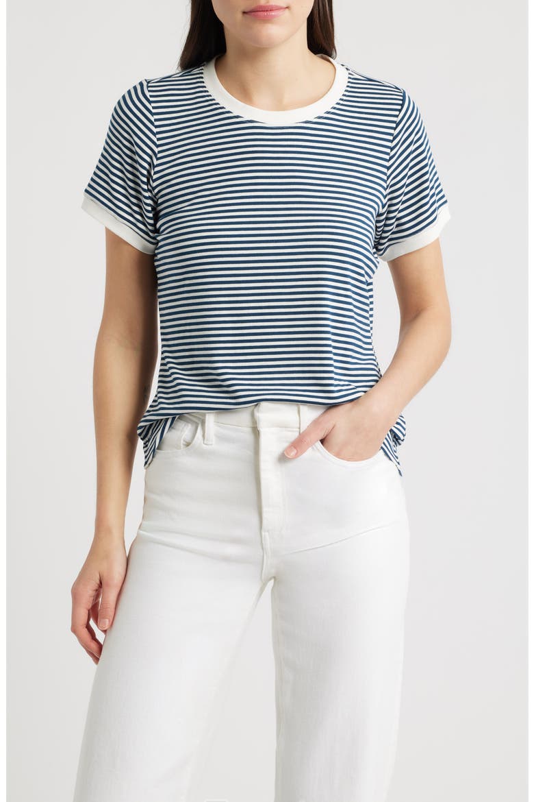 Stripe Ringer T-Shirt, Main, color, NAVY