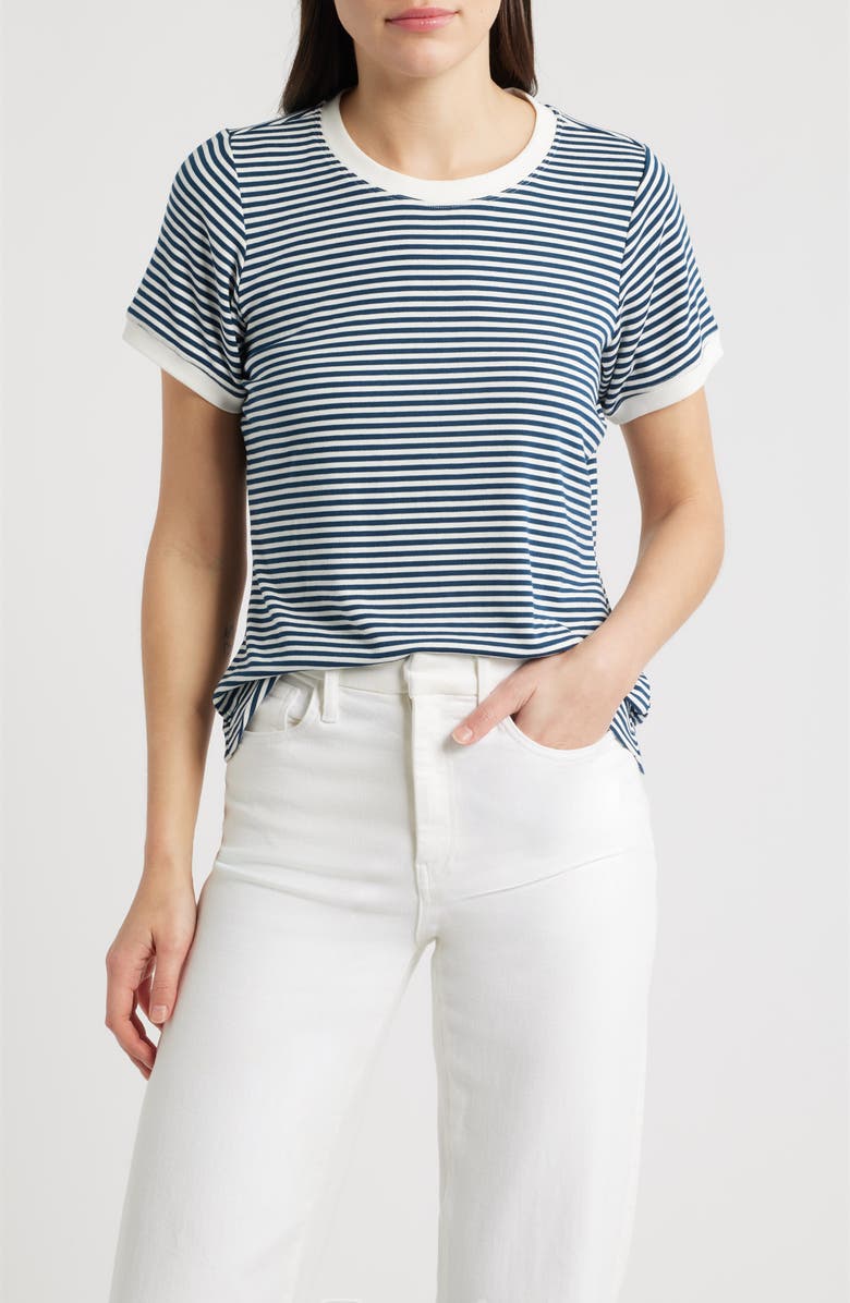CITY BLUES Stripe Ringer T-Shirt, Main, color, Navy