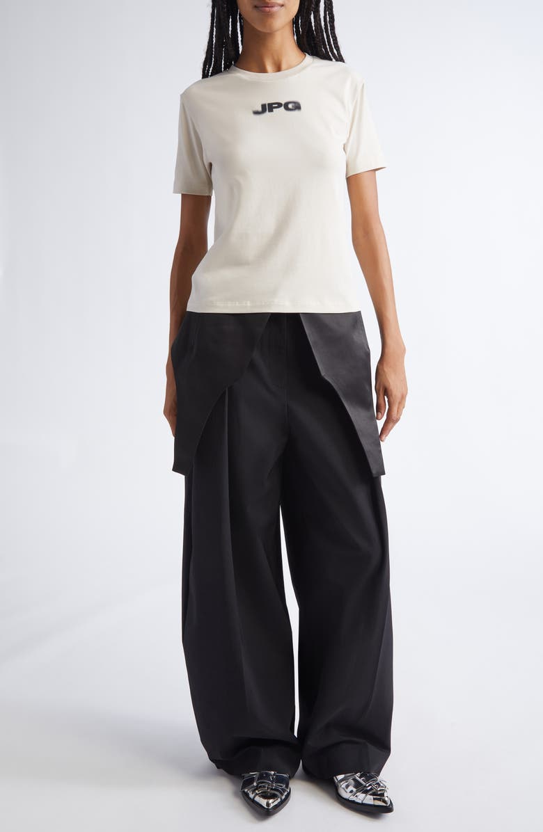 Jean Paul Gaultier Logo Stretch Cotton Baby Tee, Alternate, color, Light Beige/ Black