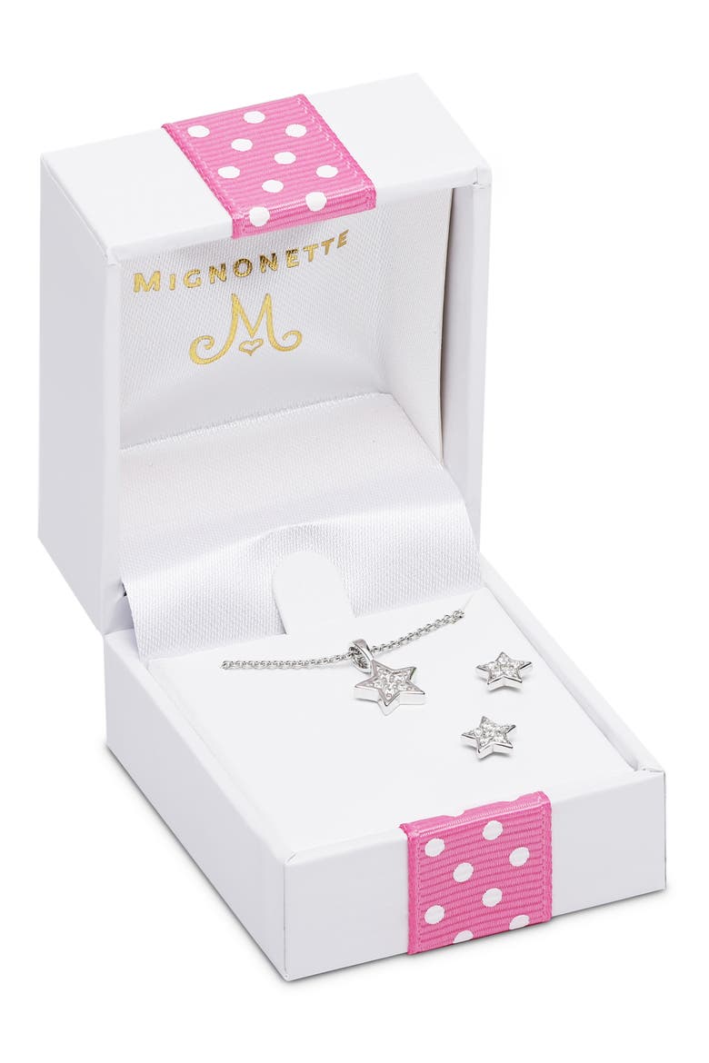 Pavé Star Pendant Necklace & Earrings Set, Alternate, color, SILVER