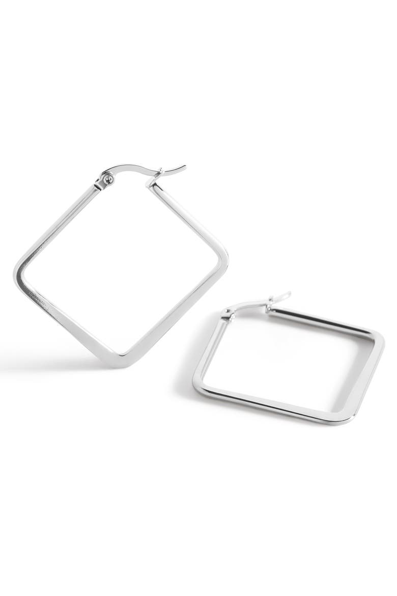 Geometric Girl Boss Hoop Earrings, Alternate, color, Silver
