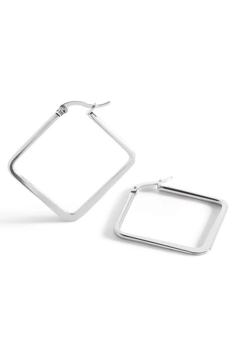 Mint 
Lily Geometric Girl Boss Hoop Earrings, Alternate, color, Silver