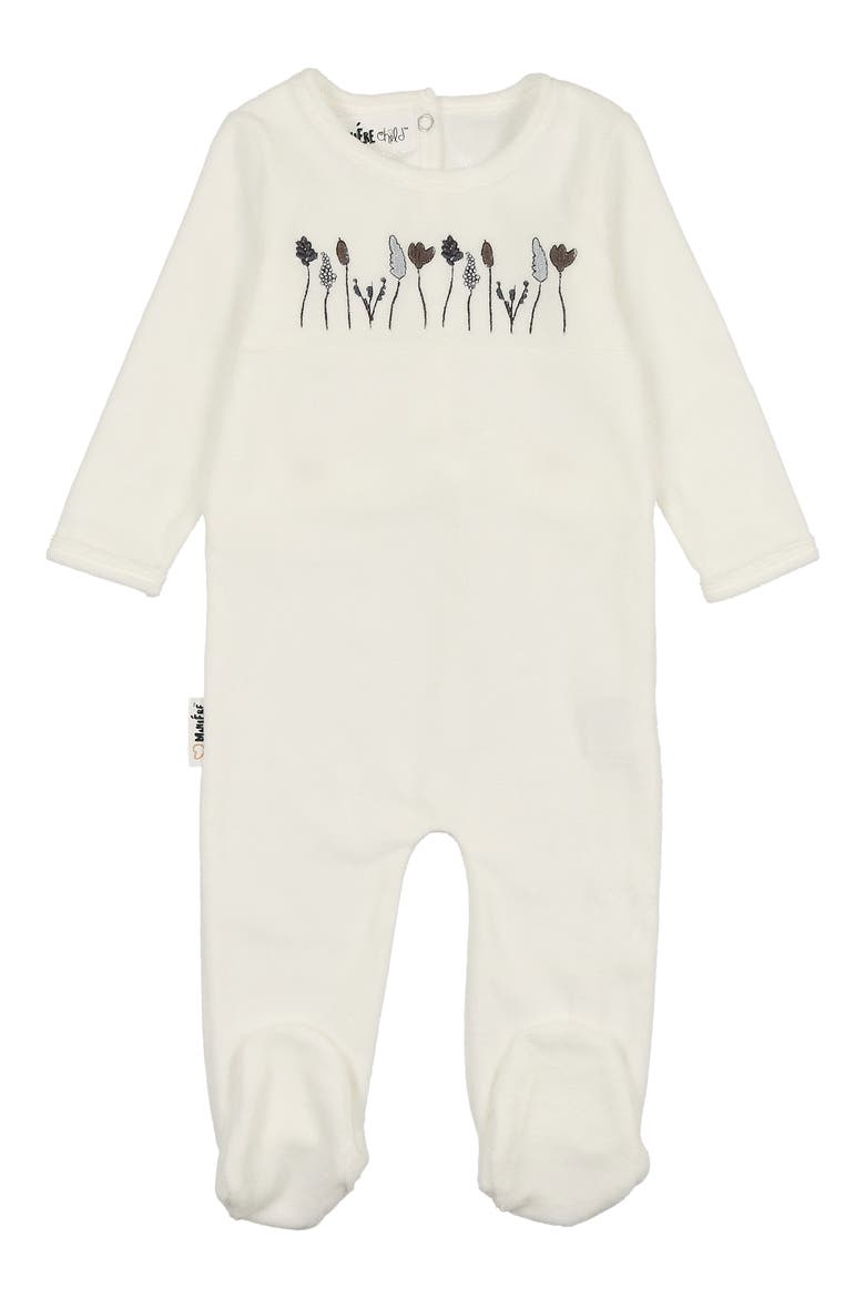 Garden Embroidered Footie, Main, color, CREAM BOY