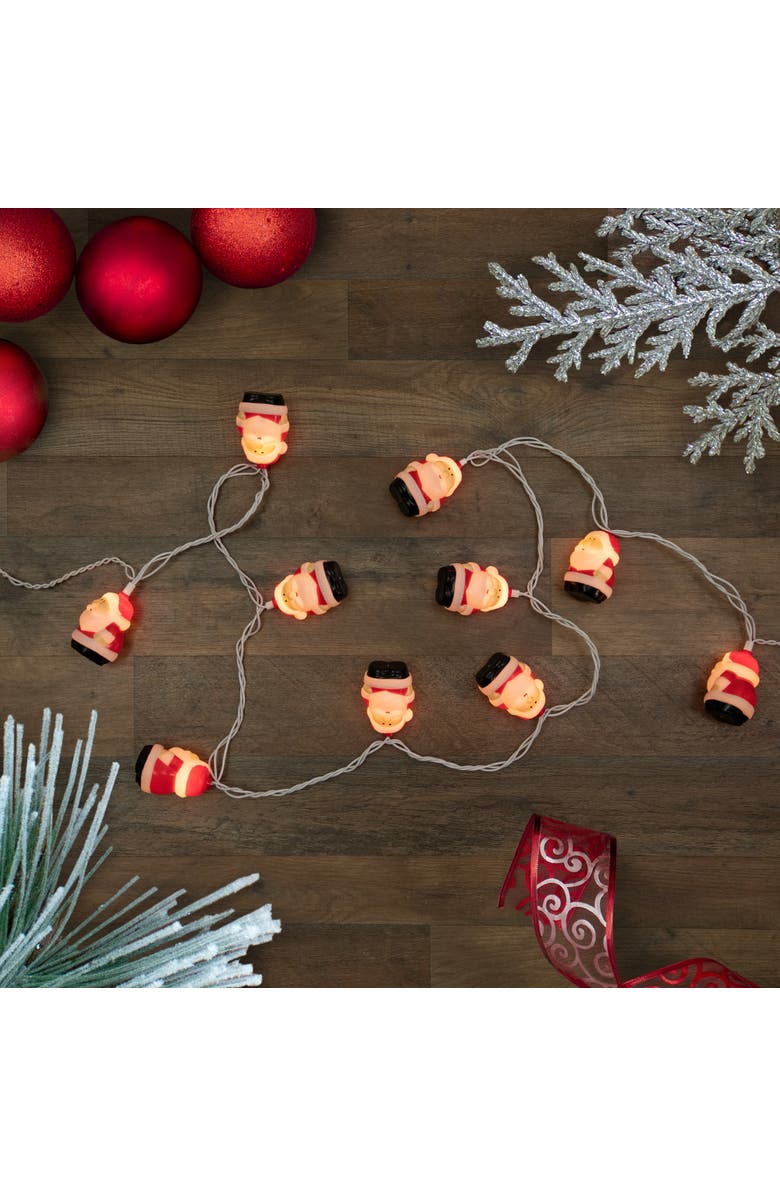 Northlight Santa Claus Christmas Light Set - Clear - 6' Green Wire - 10ct, Alternate, color, White