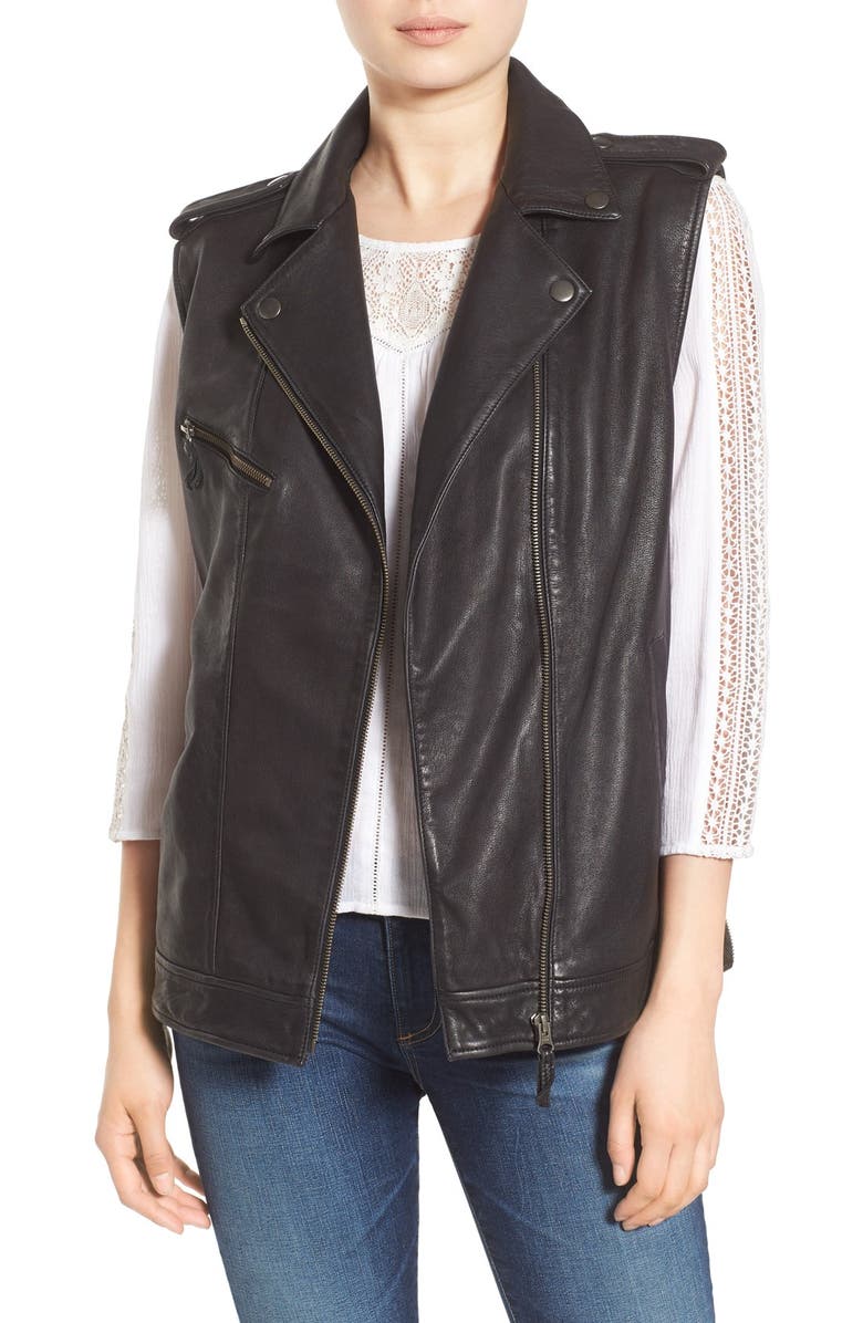 Treasure & Bond Treasure&Bond Relaxed Leather Moto Vest, Main, color,