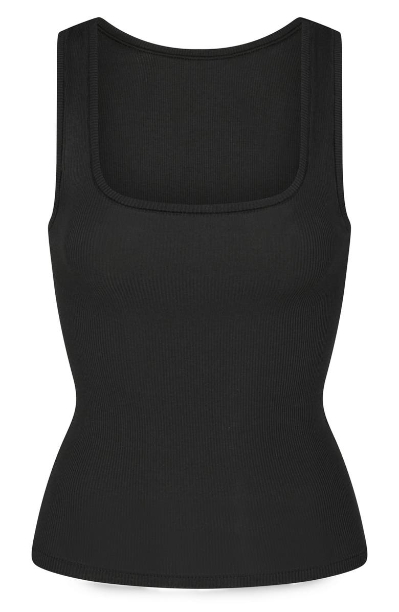 SKIMS Cotton Rib Long Tank, Alternate, color, Soot