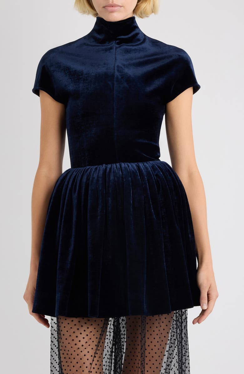 Alaïa Velvet Minidress, Alternate, color, Minuit