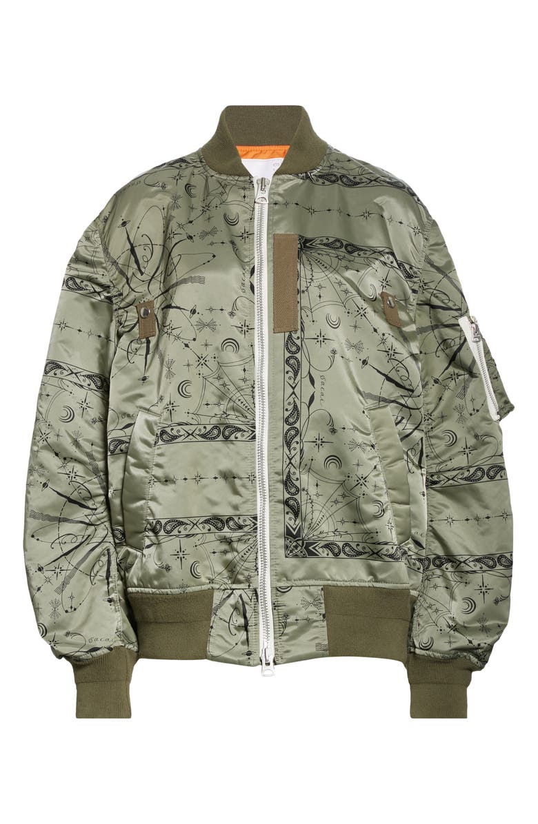 Sacai x Dr. Woo Bandana Print Bomber Jacket, Alternate, color,