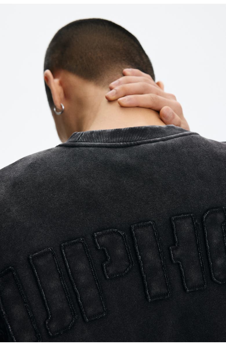 H&M Oversized Fit Washed-look Sweatshirt, Alternate, color, Black