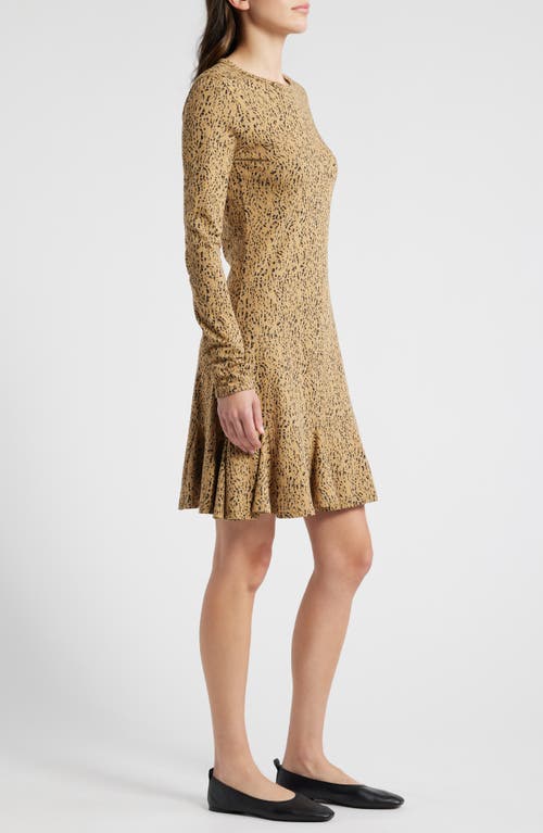 NATION LTD NATION LTD LYLA ABSTRACT ANIMAL PRINT LONG SLEEVE COTTON BLEND KNIT DRESS