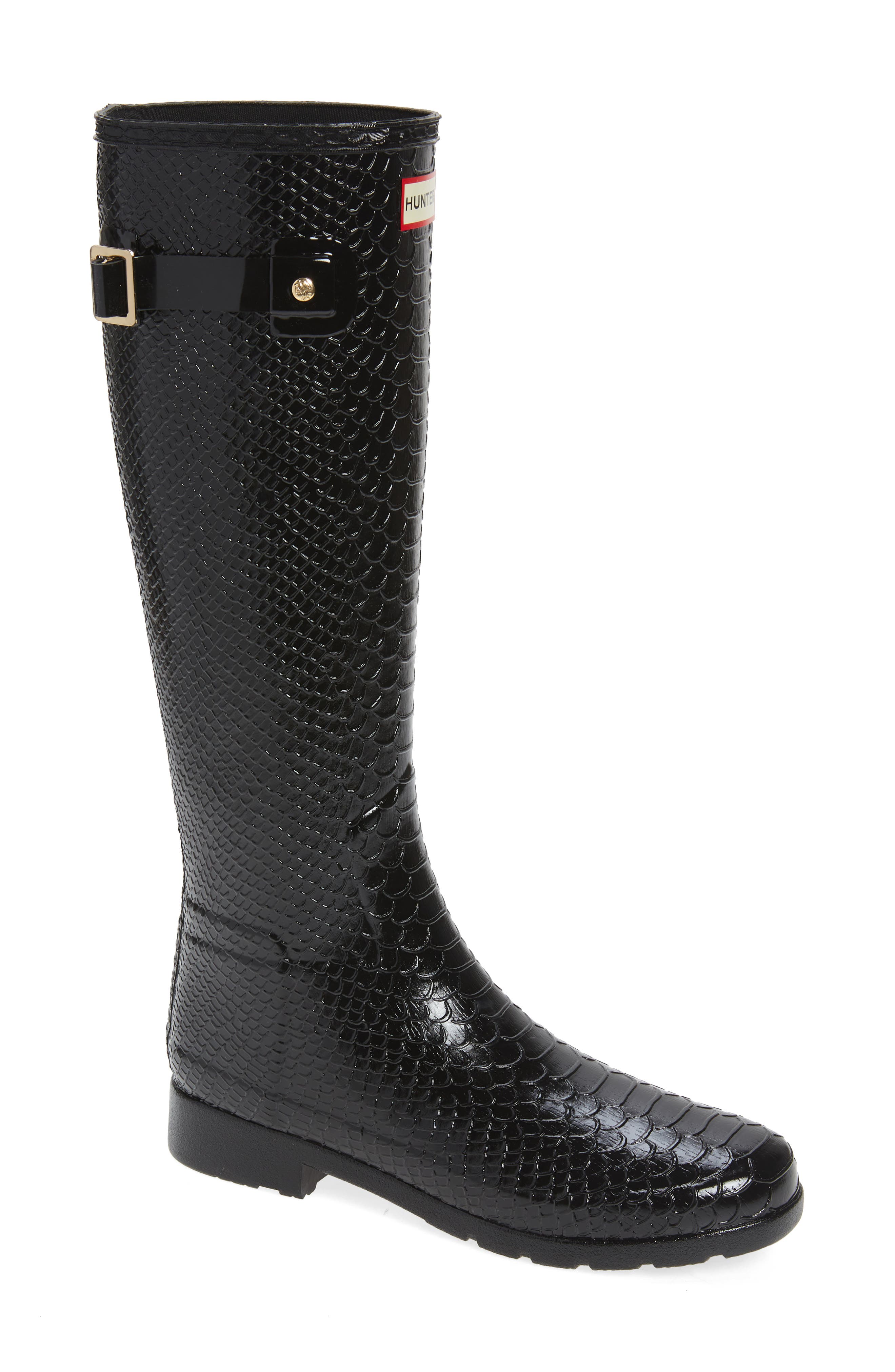 Hunter Original Embossed Refined Tall Waterproof Rain Boot, Main, color, 