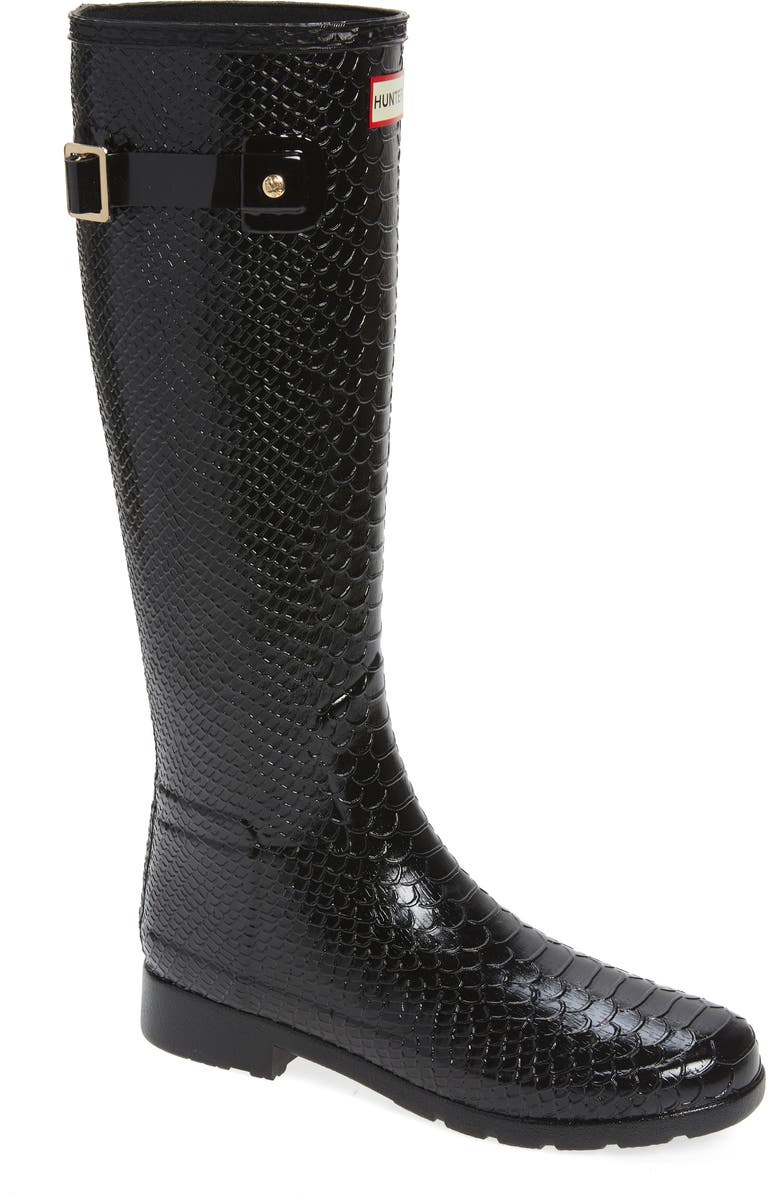 Hunter Original Embossed Refined Tall Waterproof Rain Boot, Main, color,