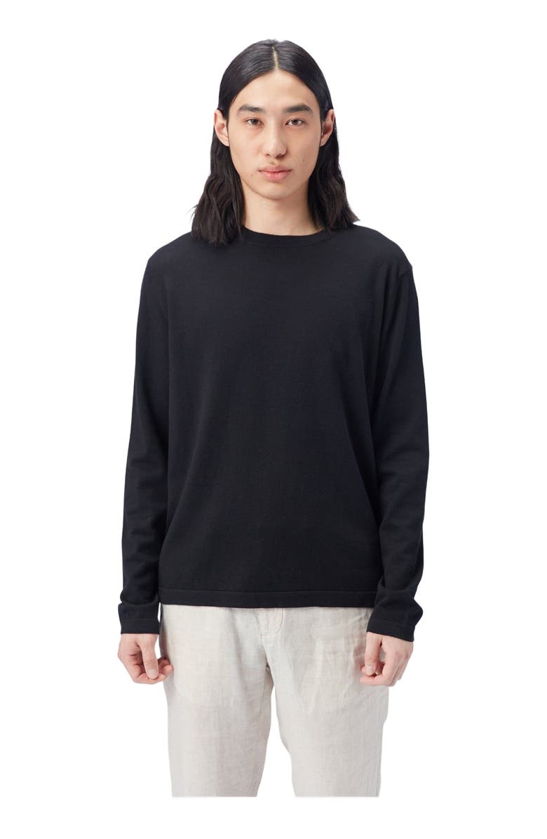 GOBI Mongolian Cashmere Men's Crewneck Cotton Silk Cashmere Blend Sweater, Alternate, color, Black