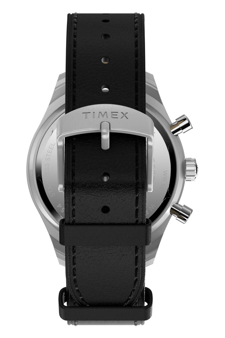 Waterbury Metropolitan Chronograph Leather Strap Watch, 41mm, Alternate, color, BLACK