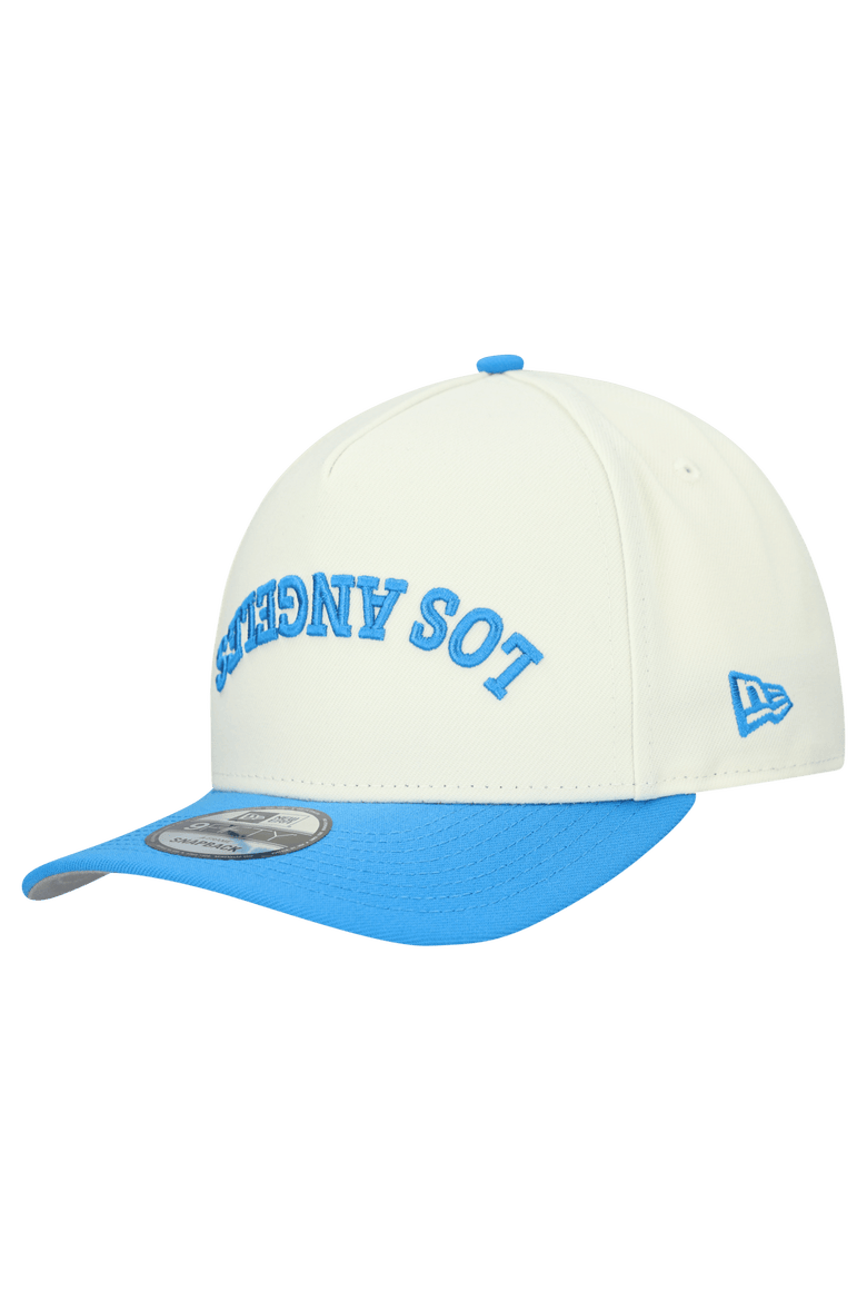 Men's New Era  Cream Los Angeles Chargers Upside Down 9FIFTY A-Frame Snapback Hat, Alternate, color, Cream