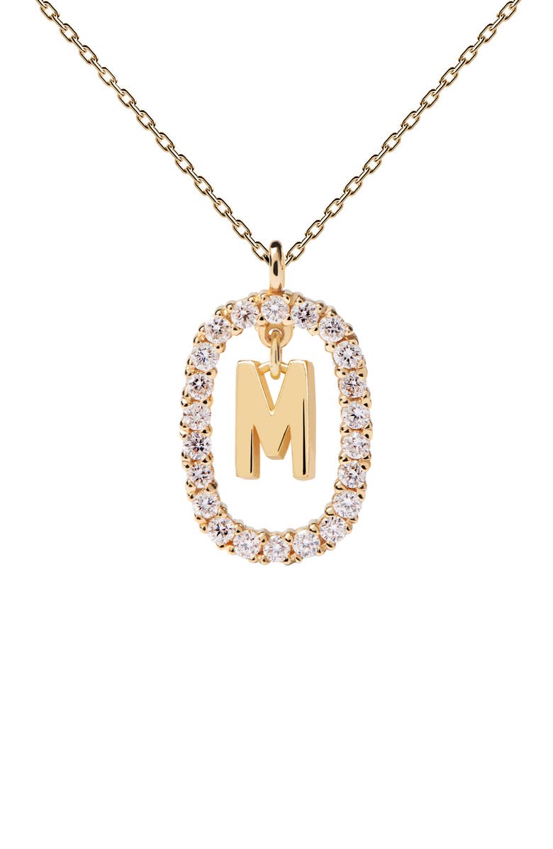 PDPAOLA Diamonds And Gold Letter Necklace, Main, color,