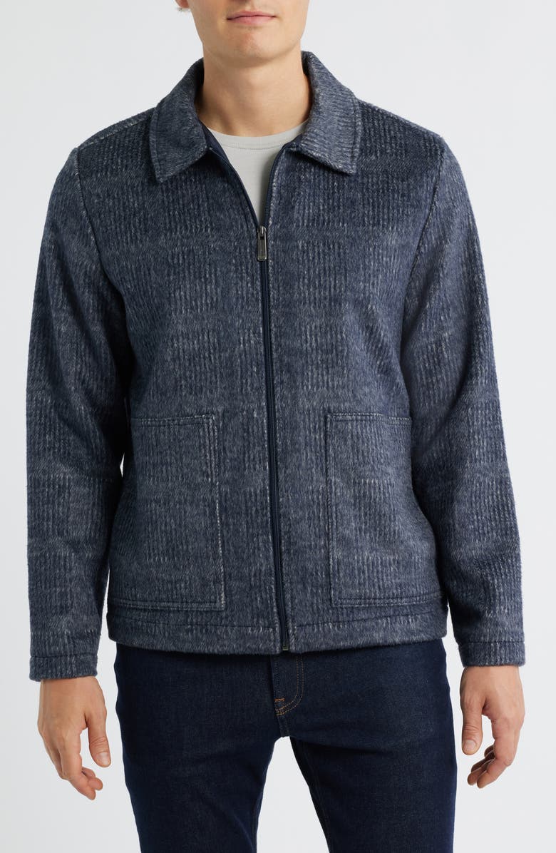 Johnston & Murphy Wool Blend Zip Shirt Jacket, Alternate, color, Navy