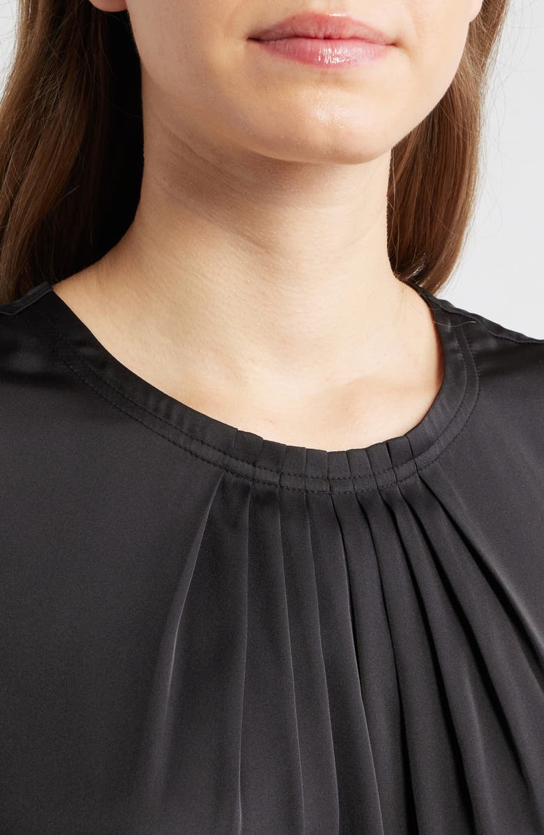 Anne Klein Pleated Jewel Neck Sleeveless Top, Alternate, color, Asphalt