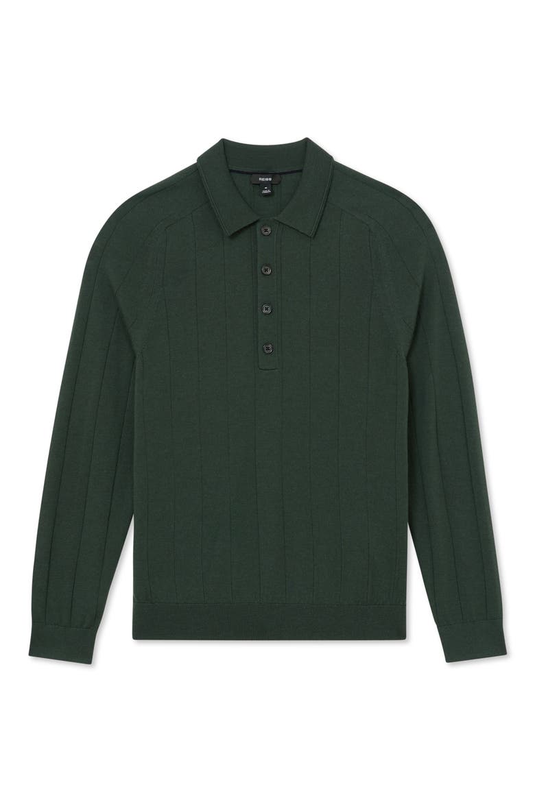 Greyson Long Sleeve Merino Wool Polo, Alternate, color, DARK GREEN