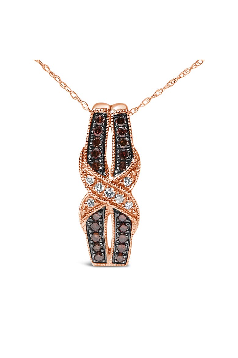 10K Rose Gold 1/4 Cttw White and Chocolate Brown Diamond Infinity Pendant Necklace, Main, color, Pink