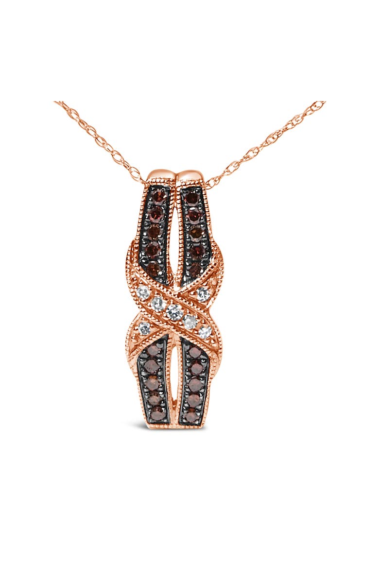 Haus of Brilliance 10K Rose Gold 1/4 Cttw White and Chocolate Brown Diamond Infinity Pendant Necklace, Main, color, Pink