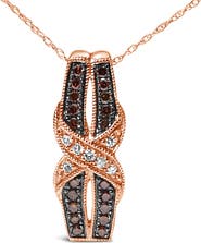 Haus of Brilliance 10K Rose Gold 1/4 Cttw White and Chocolate Brown Diamond Infinity Pendant Necklace