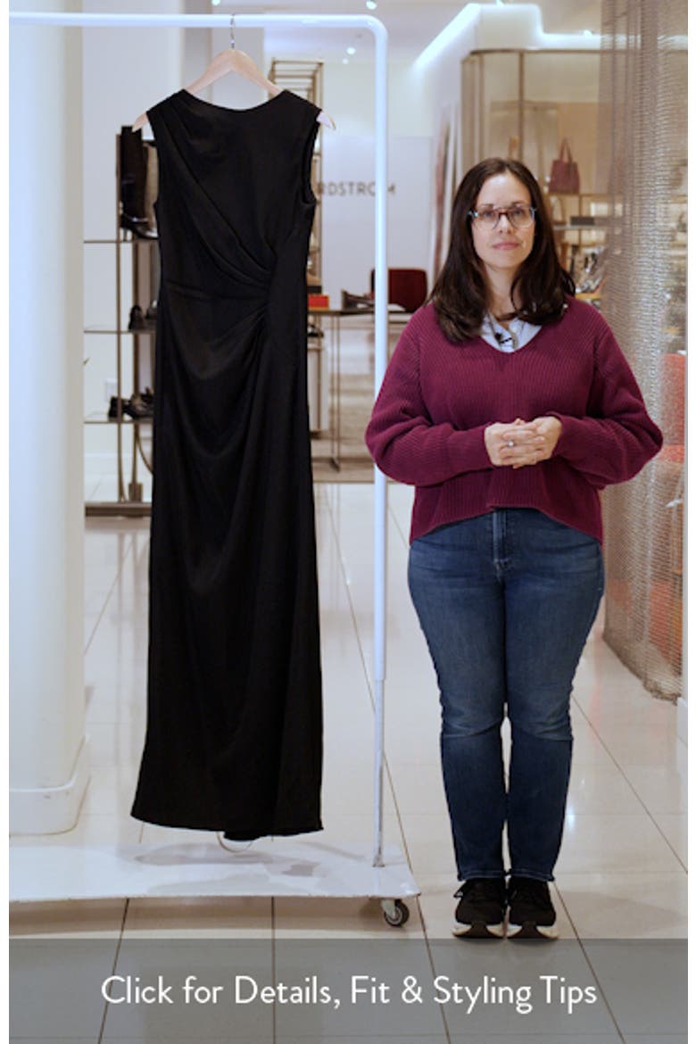 Ruched Cap Sleeve Crepe Trumpet Gown video