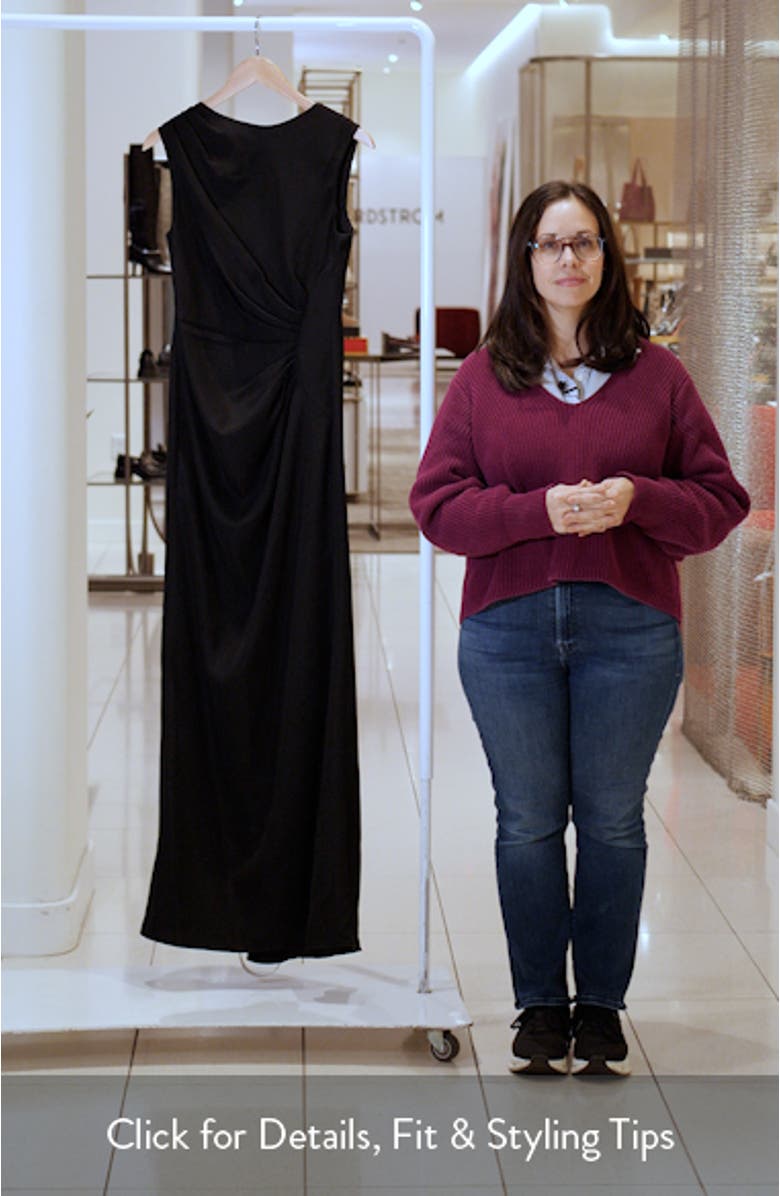 Ruched Cap Sleeve Crepe Trumpet Gown, sales video thumbnail