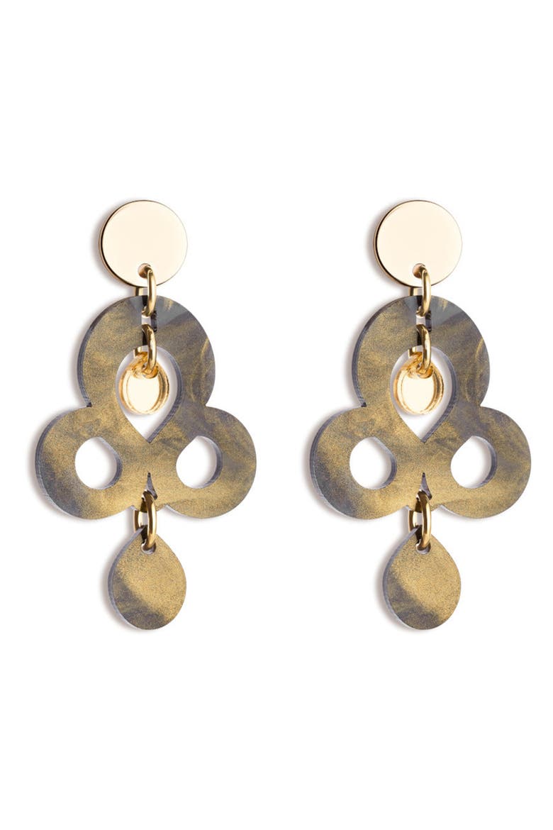 Mini Batik Earrings - Black Swirl, Main, color, Black Swirl