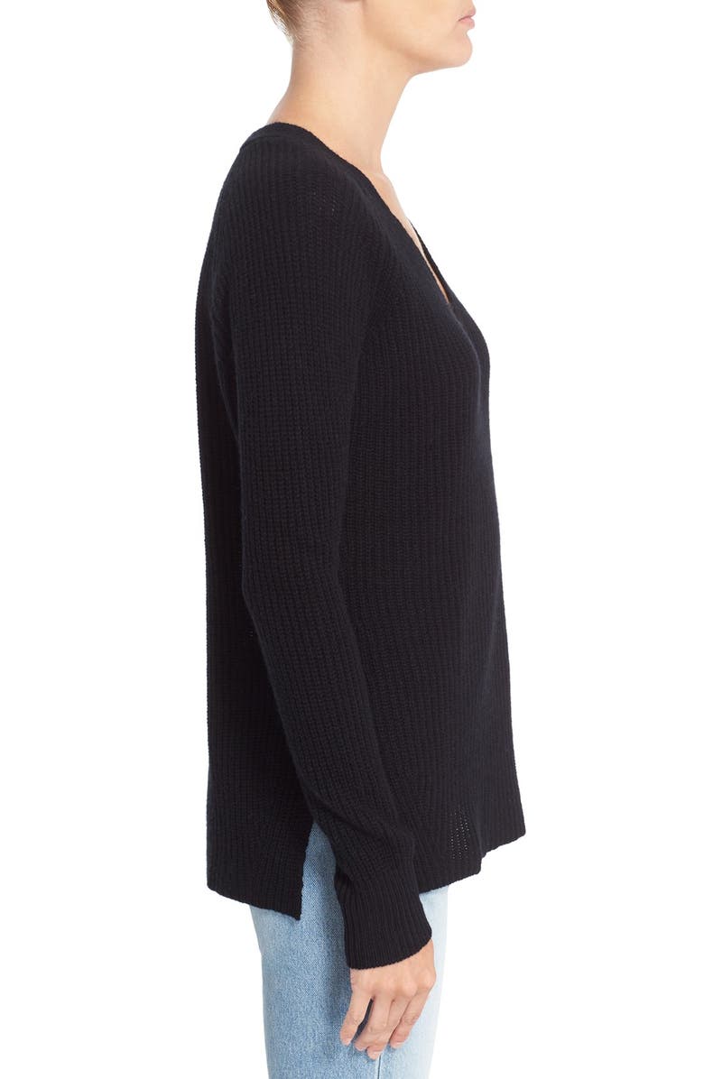 autumn cashmere Shaker Stitch Cashmere V-Neck Sweater, Alternate, color,