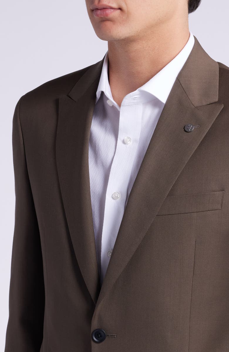AllSaints Rawdon Peaked Lapel Slim Fit Wool Blend Sport Coat Suit Separate, Alternate, color, Brown