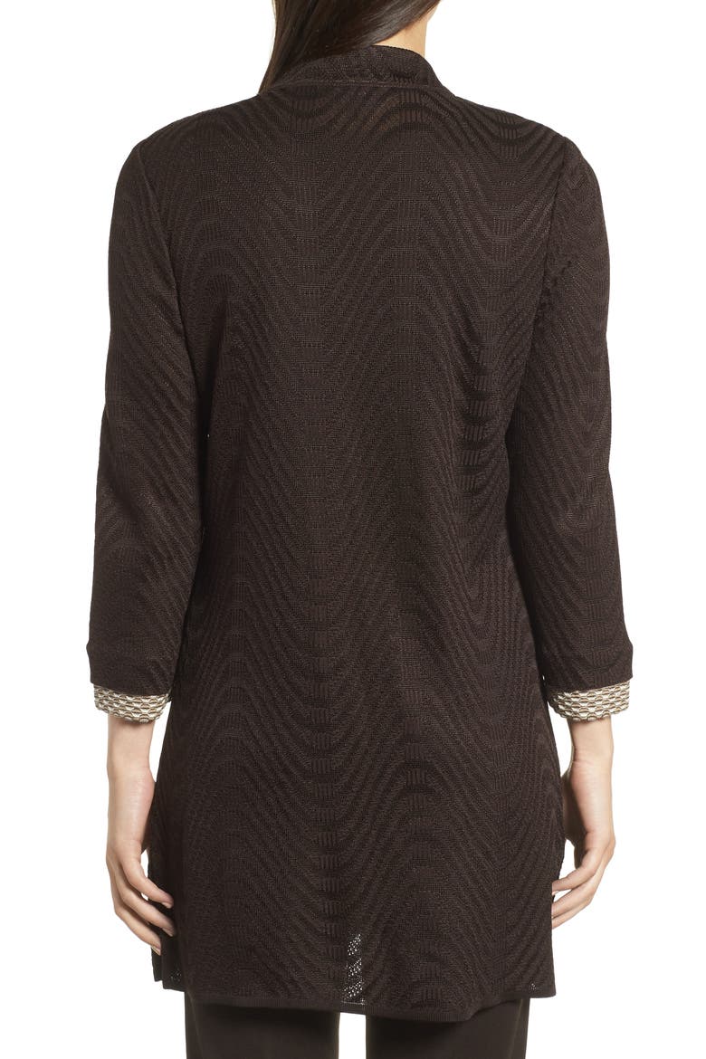 Long Jacquard Knit Jacket, Alternate, color, COFFEE/ CEDAR/ WOODCHIP