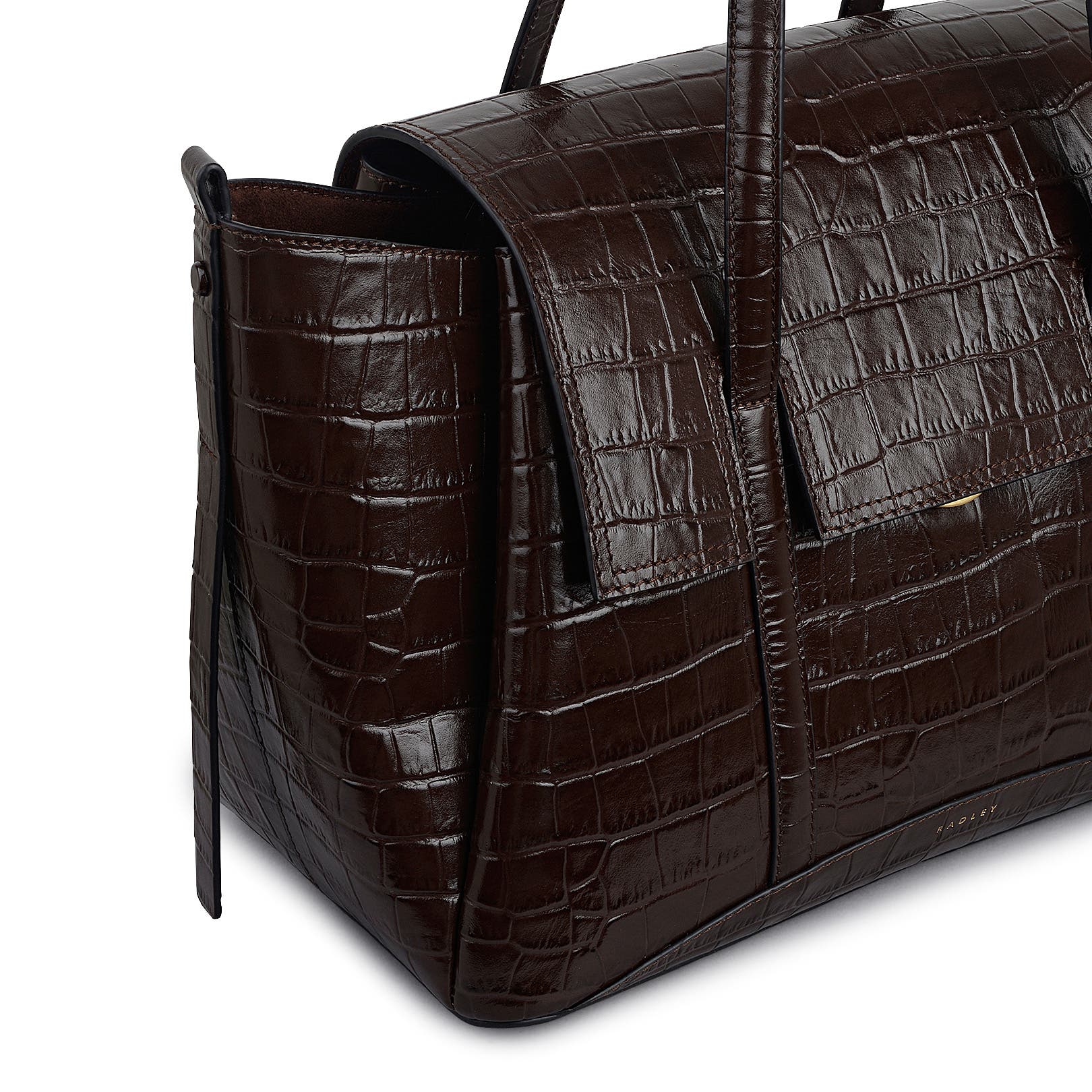 Radley The Chancery - Faux Croc Medium Flapover Shoulder Bag, Alternate, color, Walnut