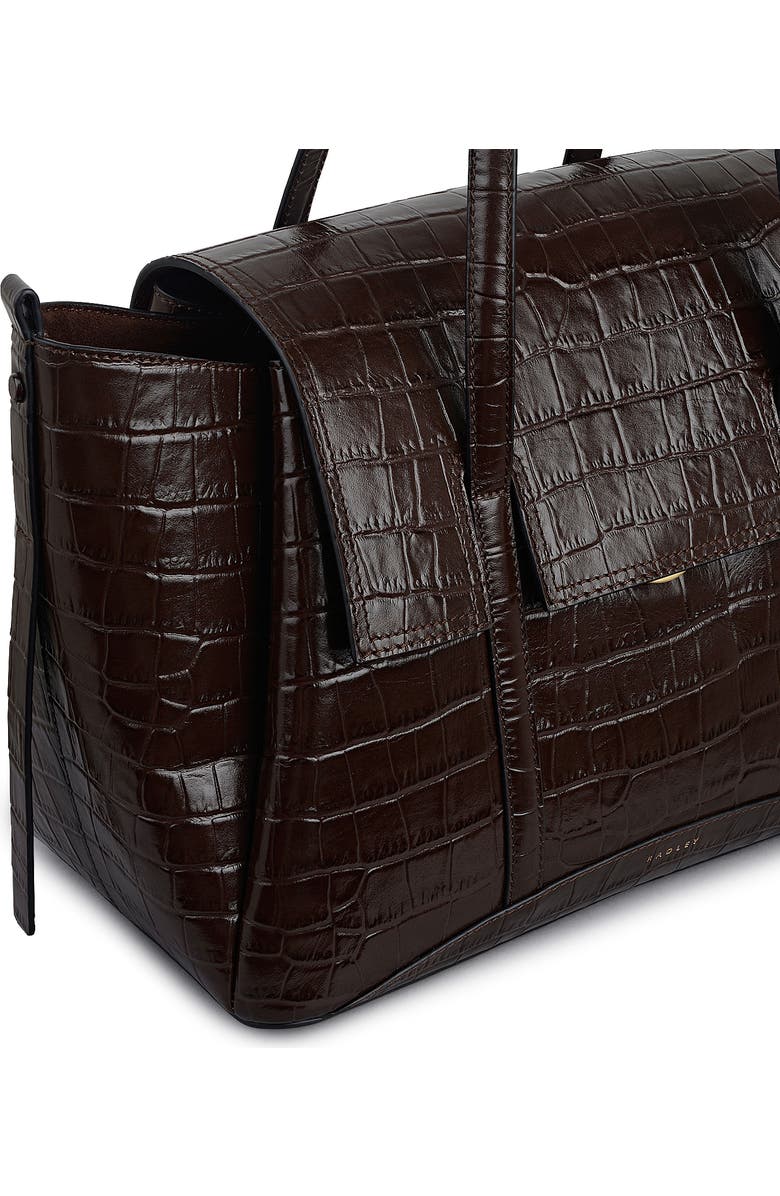 Radley The Chancery - Faux Croc Medium Flapover Shoulder Bag, Alternate, color, Walnut