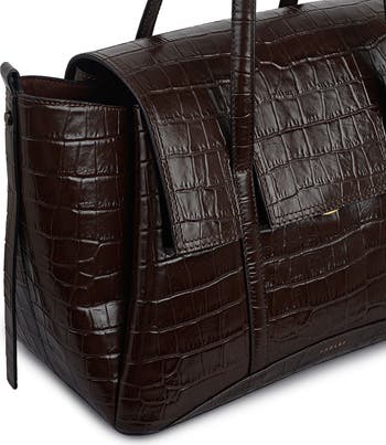 The Chancery - Faux Croc Medium Flapover Shoulder Bag