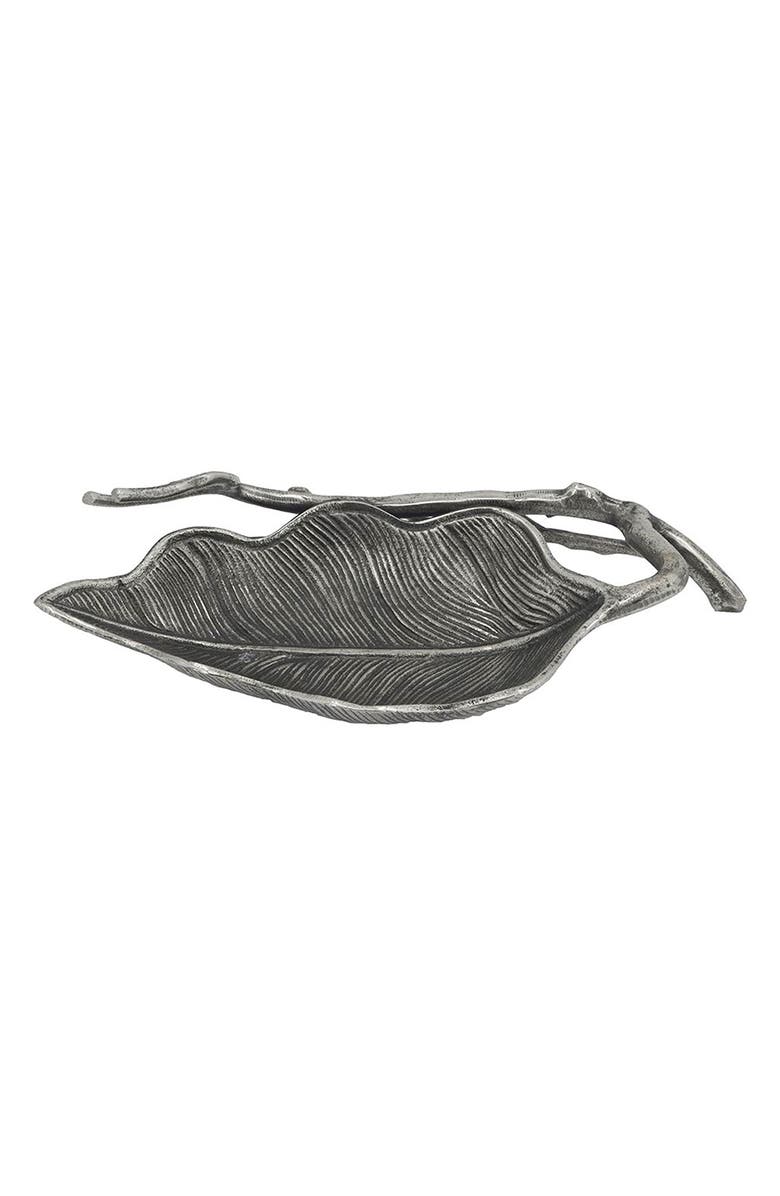 A & B Home Leaf Decorative Bowl, Main, color, Nickel
