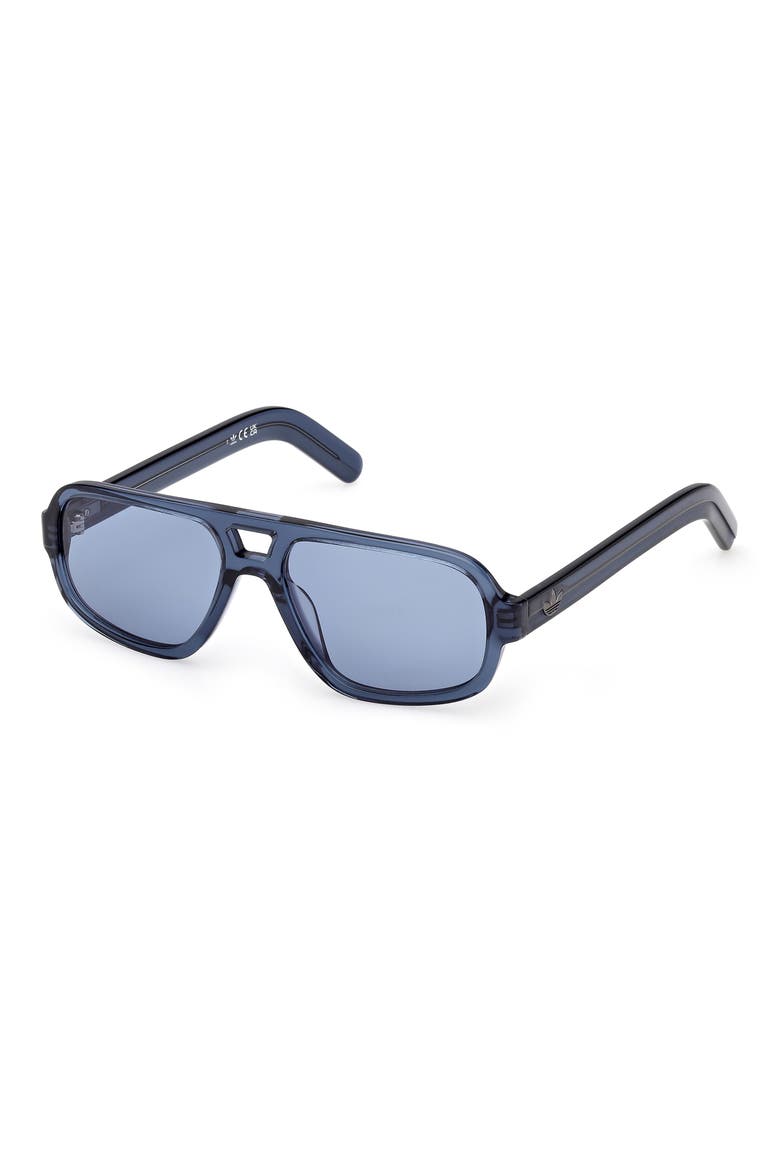 55MM Navigator Sunglasses, Alternate, color, SHINY BLUE / BLUE