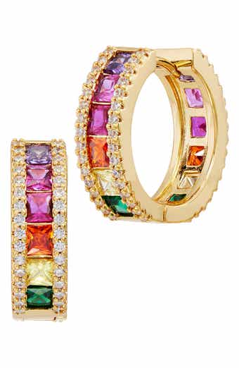 Rainbow Cubic Zirconia Hoop Earrings