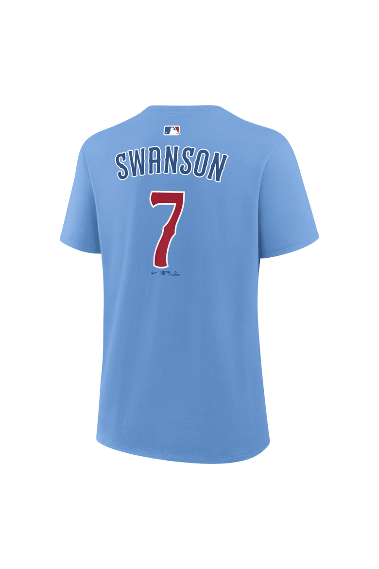 Women's Nike Dansby Swanson Light Blue Chicago Cubs Name & Number T-Shirt, Alternate, color, Light Blue