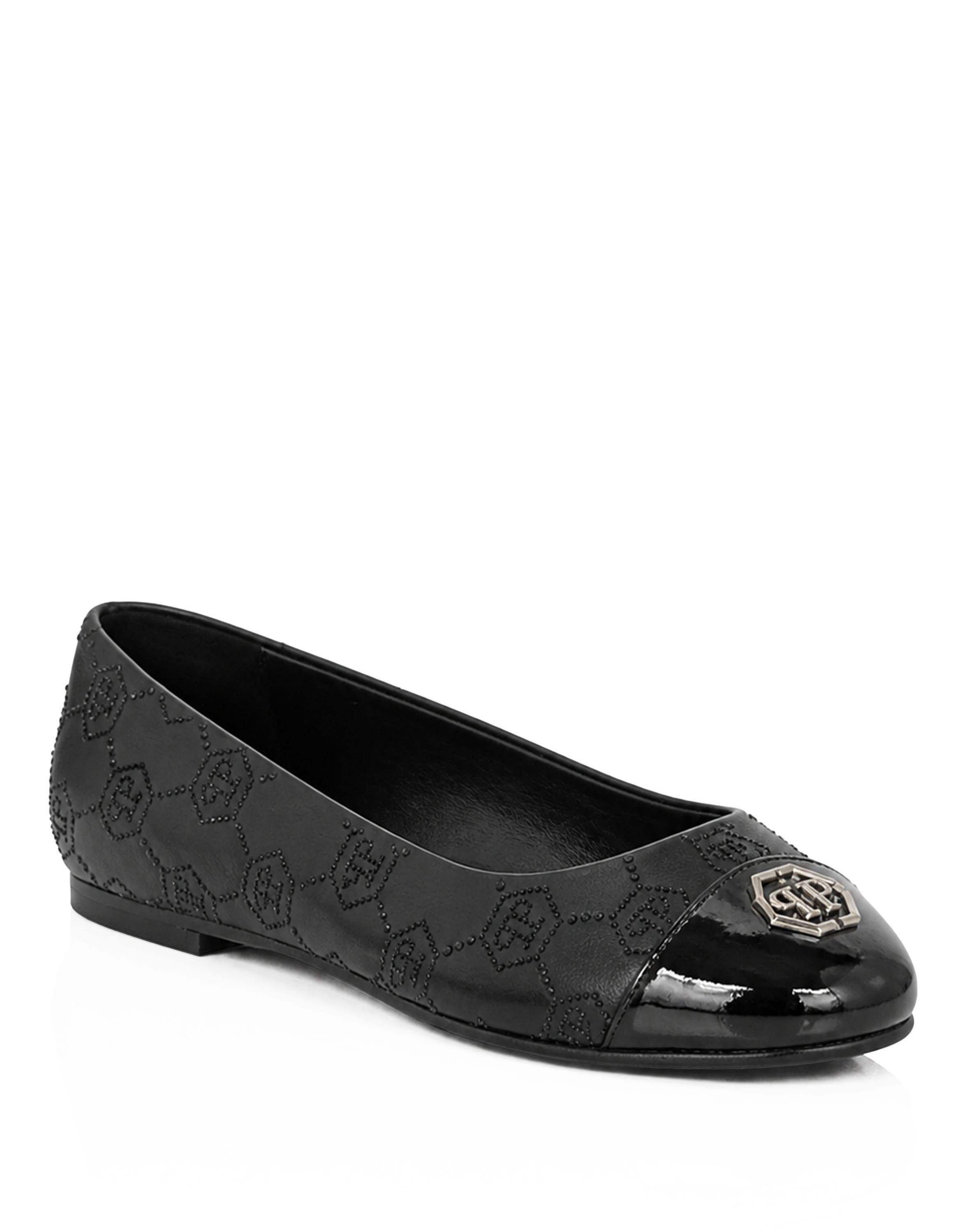 Nappa Leather Ballerina Flats Monogram Strass Women, Main, color, black/black