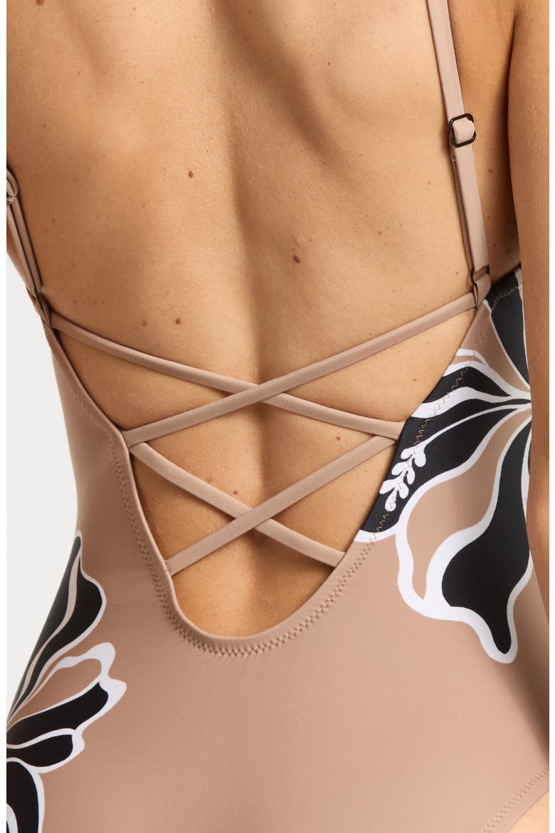 Sequin High Cut One-Piece Swimsuit, Alternate, color, TOASTED COCONUT