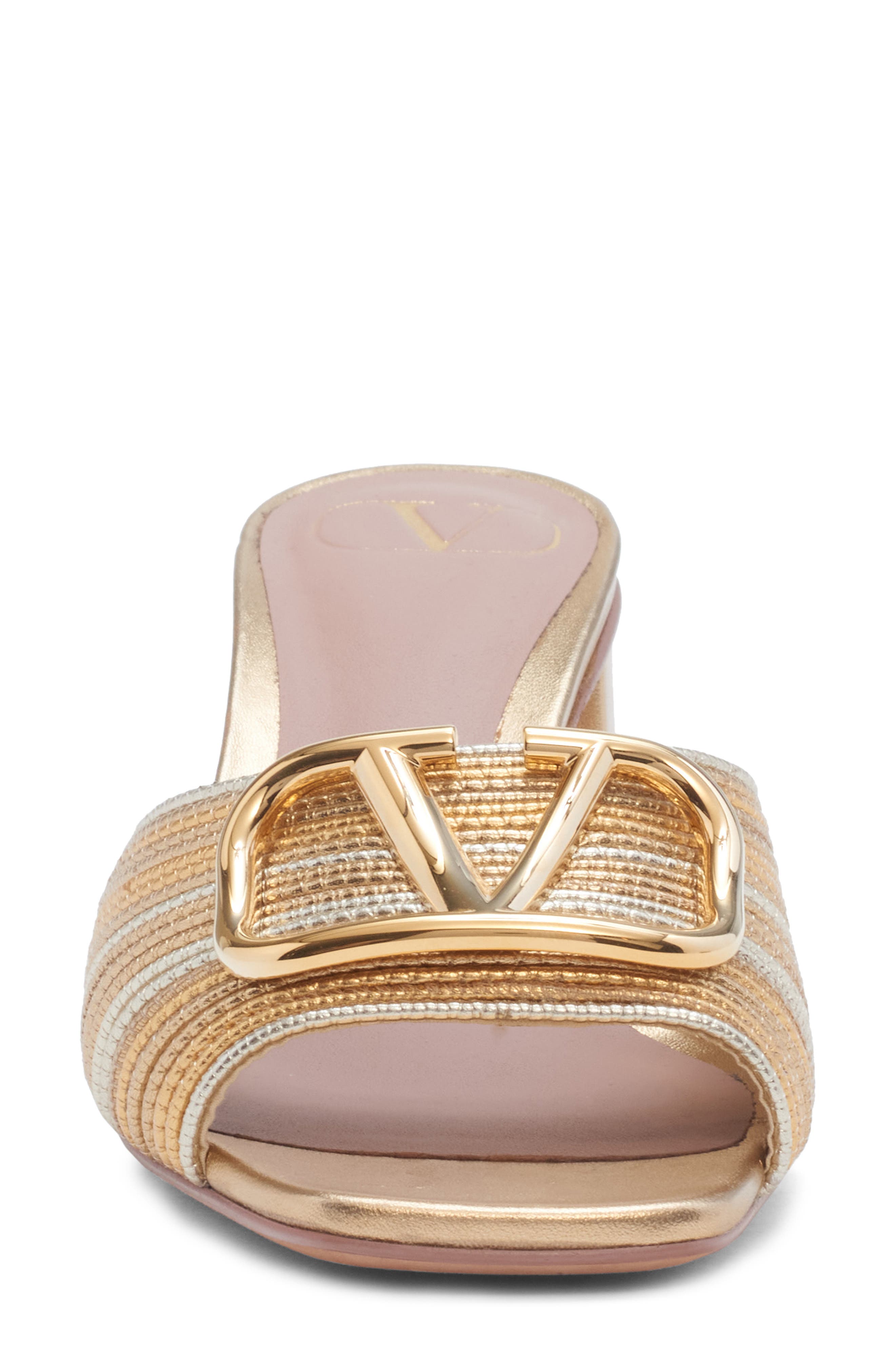 Valentino Garavani VLOGO Signature Metallic Slide Sandal, Alternate, color, Gold